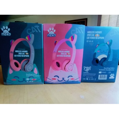 AUDÍFONOS BLUETOOTH OREJAS DE GATO CON LUZ LED